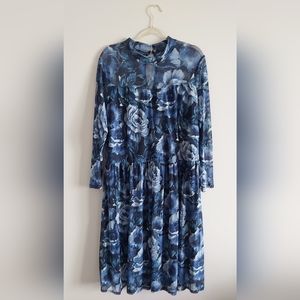 Plus size blue short mesh dres 20W